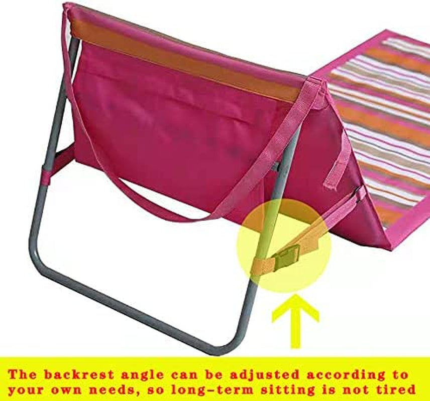 Portable Beach Reclining Lounger Folding Backrest Beach Recliner Chair Lightweight Waterproof Outdoor Camping Low Reclining Beach Tanning Mat for Beach Travel Summer Vacation